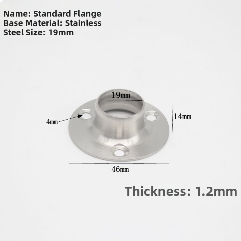 Suport flanșat din oțel inoxidabil pentru țevi de haine, model 201903295, conexiune cu clemă, stil modern minimalist