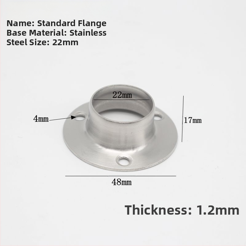 Suport flanșat din oțel inoxidabil pentru țevi de haine, model 201903295, conexiune cu clemă, stil modern minimalist