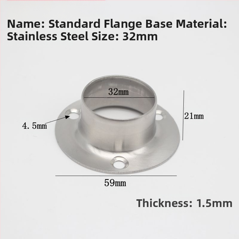 Suport flanșat din oțel inoxidabil pentru țevi de haine, model 201903295, conexiune cu clemă, stil modern minimalist