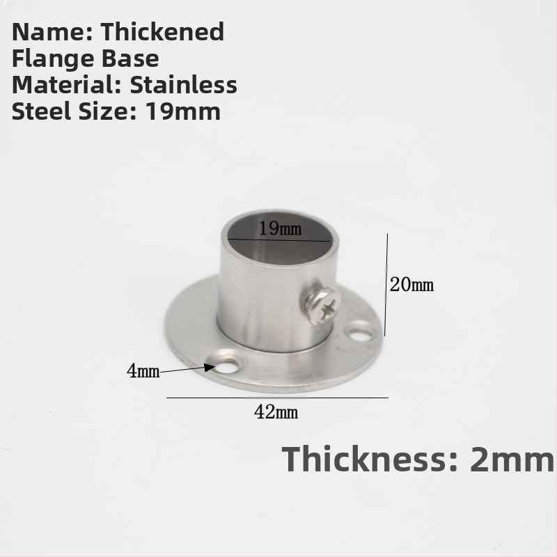 Suport flanșat din oțel inoxidabil pentru țevi de haine, model 201903295, conexiune cu clemă, stil modern minimalist