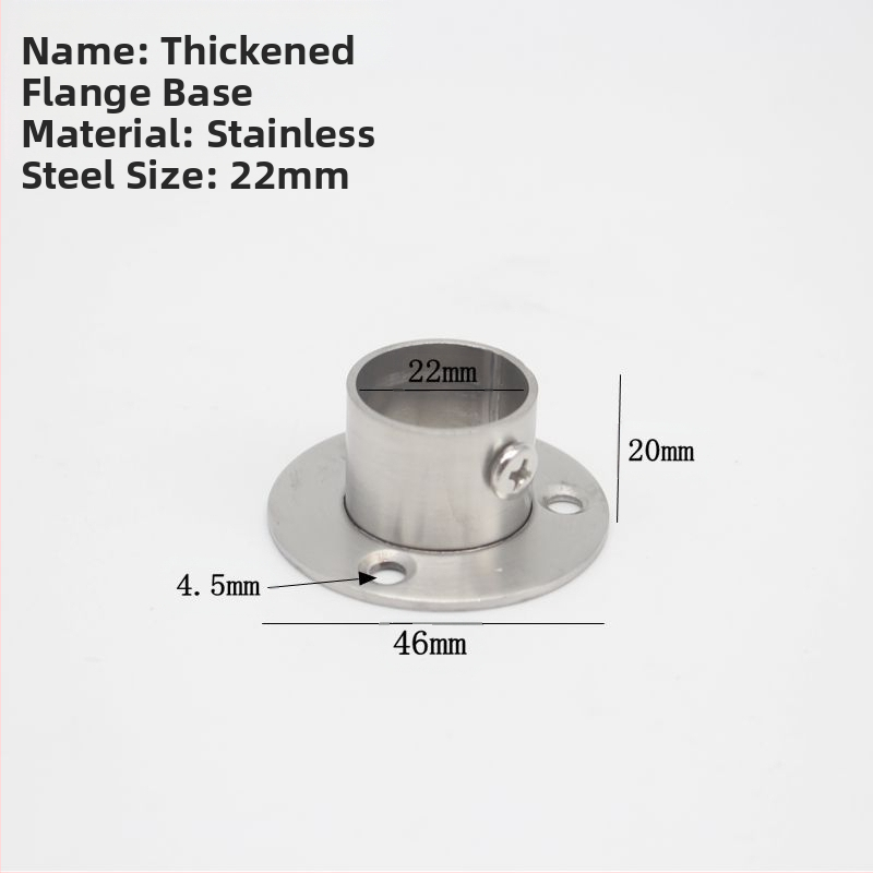 Suport flanșat din oțel inoxidabil pentru țevi de haine, model 201903295, conexiune cu clemă, stil modern minimalist