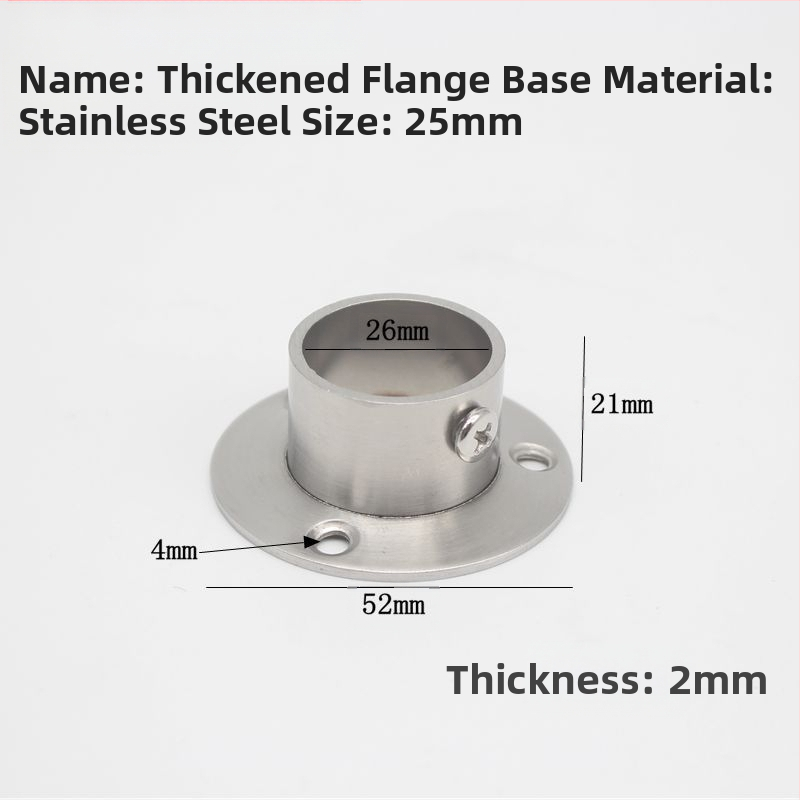 Suport flanșat din oțel inoxidabil pentru țevi de haine, model 201903295, conexiune cu clemă, stil modern minimalist