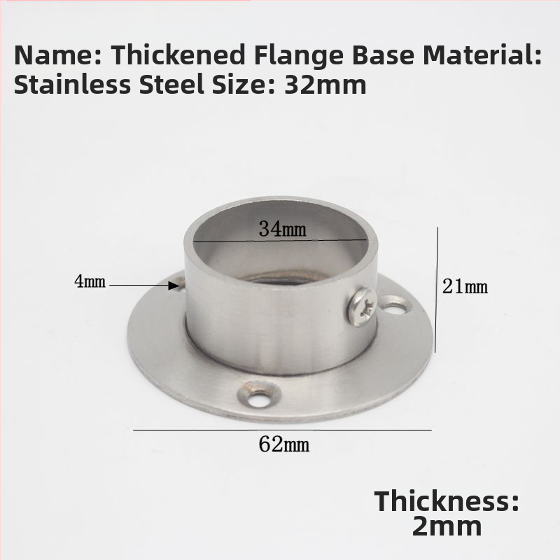 Suport flanșat din oțel inoxidabil pentru țevi de haine, model 201903295, conexiune cu clemă, stil modern minimalist