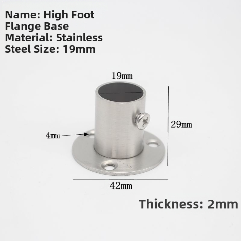 Suport flanșat din oțel inoxidabil pentru țevi de haine, model 201903295, conexiune cu clemă, stil modern minimalist