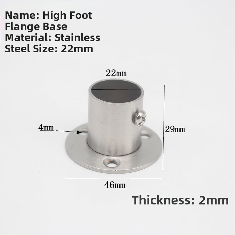 Suport flanșat din oțel inoxidabil pentru țevi de haine, model 201903295, conexiune cu clemă, stil modern minimalist