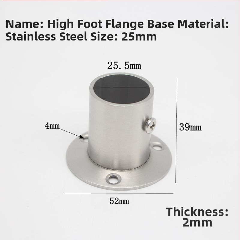 Suport flanșat din oțel inoxidabil pentru țevi de haine, model 201903295, conexiune cu clemă, stil modern minimalist