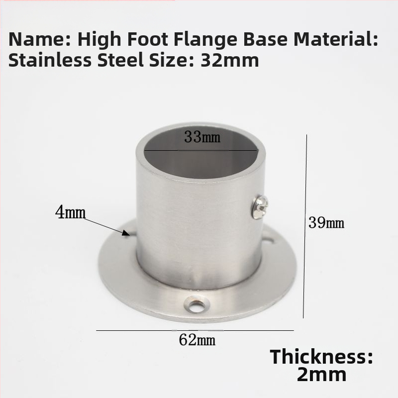 Suport flanșat din oțel inoxidabil pentru țevi de haine, model 201903295, conexiune cu clemă, stil modern minimalist