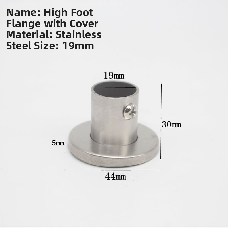 Suport flanșat din oțel inoxidabil pentru țevi de haine, model 201903295, conexiune cu clemă, stil modern minimalist