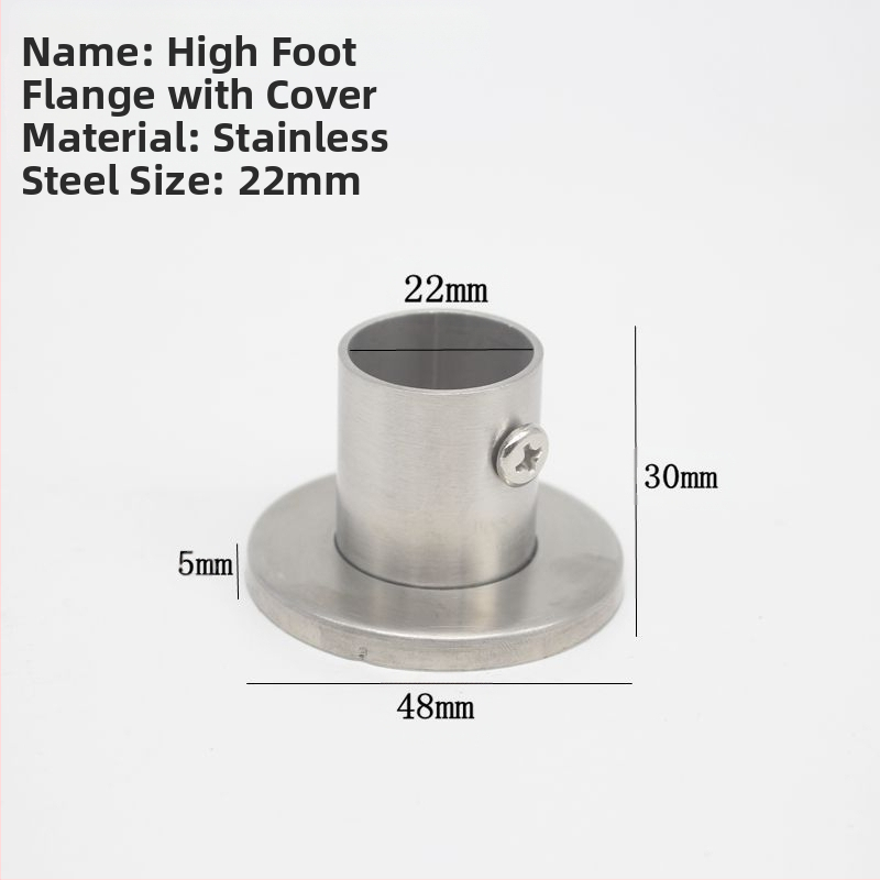 Suport flanșat din oțel inoxidabil pentru țevi de haine, model 201903295, conexiune cu clemă, stil modern minimalist