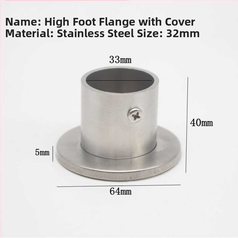 Suport flanșat din oțel inoxidabil pentru țevi de haine, model 201903295, conexiune cu clemă, stil modern minimalist