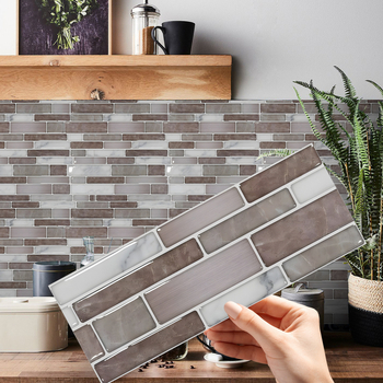 Autocolante pentru pereți din PVC – rezistente la apă și la grăsimi, model în dungi, 12 foi/set, pentru living, bucătărie și baie