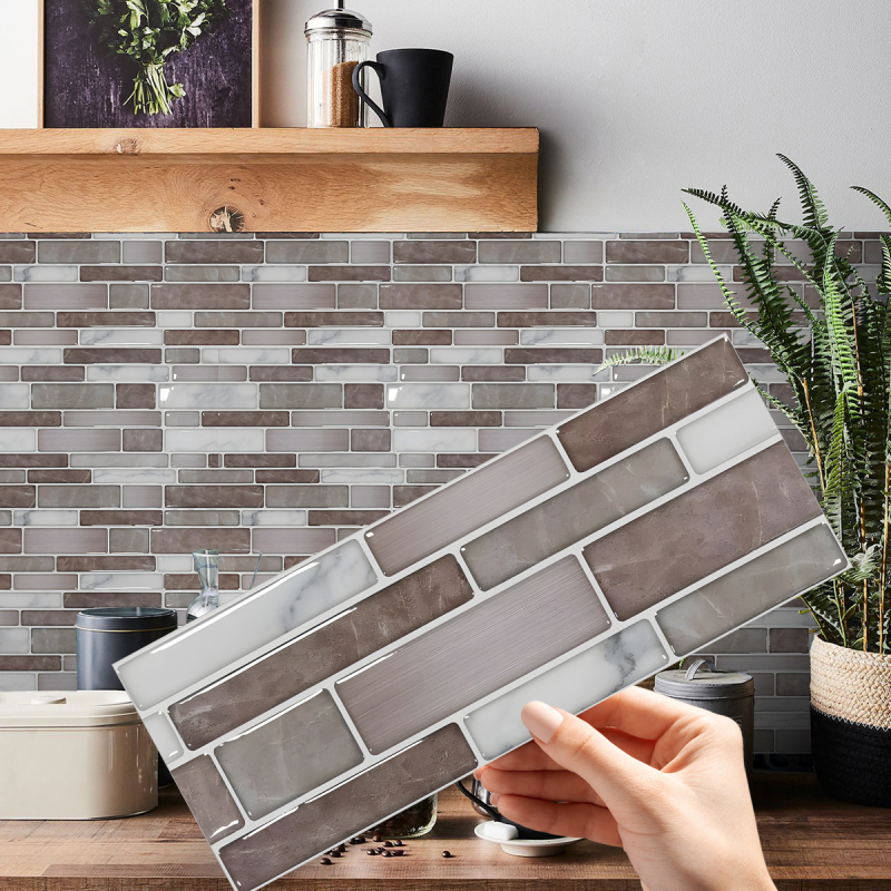 PVC sienų lipdukai – atsparūs vandeniui ir riebalams, dryžuotas raštas, 12 lapų komplektas, tinkami svetainei, virtuvei ir voniai