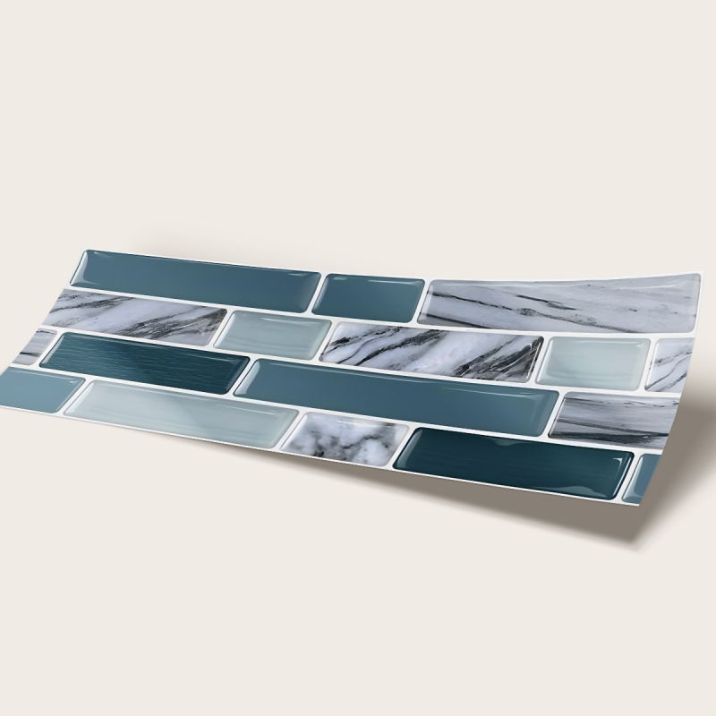 Autocolante pentru pereți din PVC – rezistente la apă și la grăsimi, model în dungi, 12 foi/set, pentru living, bucătărie și baie