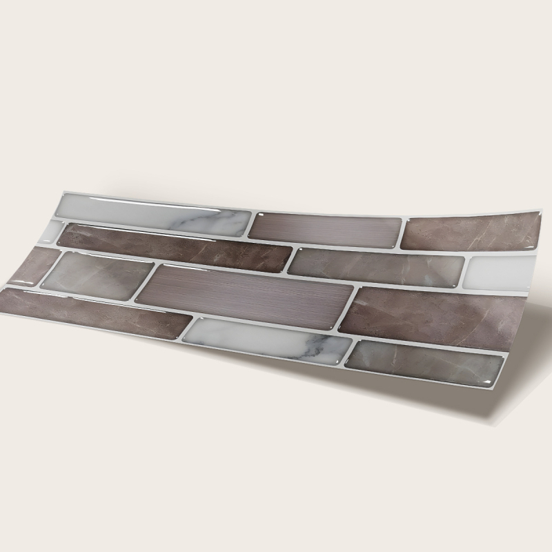 Autocolante pentru pereți din PVC – rezistente la apă și la grăsimi, model în dungi, 12 foi/set, pentru living, bucătărie și baie