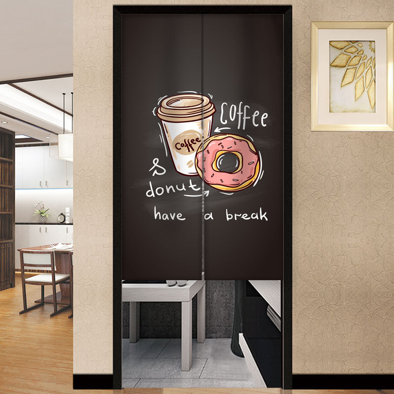 Draperie pentru ușă – Stil coreean, perdea din textil cu motiv plante, poliester, pentru living, dormitor și birou