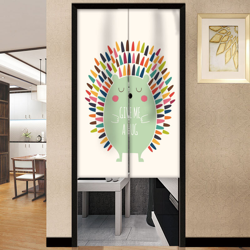 Draperie pentru ușă – Stil coreean, perdea din textil cu motiv plante, poliester, pentru living, dormitor și birou