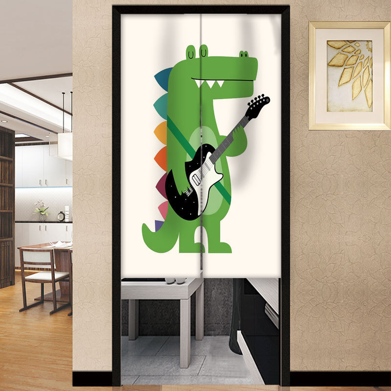 Draperie pentru ușă – Stil coreean, perdea din textil cu motiv plante, poliester, pentru living, dormitor și birou