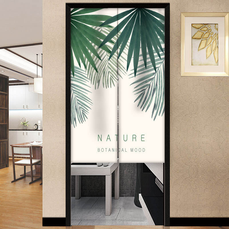 Draperie pentru ușă – Stil coreean, perdea din textil cu motiv plante, poliester, pentru living, dormitor și birou