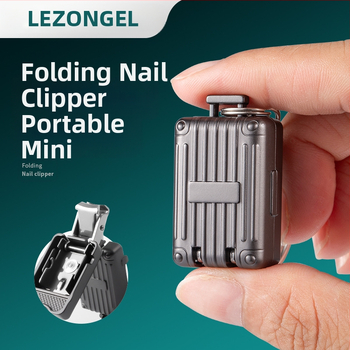 Πτυσσόμενος νυχοκόπτης από ανοξείδωτο ατσάλι, φορητό εργαλείο περιποίησης νυχιών, επίπεδη άκρη