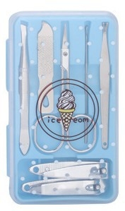 7-dijelni set za njegu noktiju u kutiji od nehrđajućeg čelika s elektroplatiranim završetkom