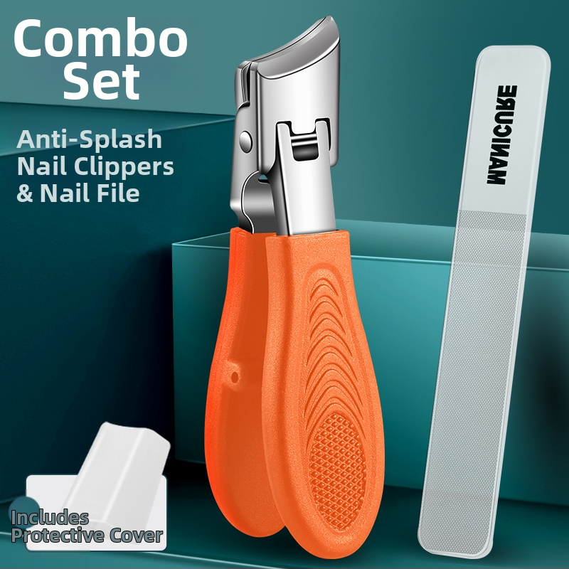 Kliešte na nechty na nohy s veľkým otvorom, proti striekaniu, šikmé čeľuste, plast + nerezová oceľ