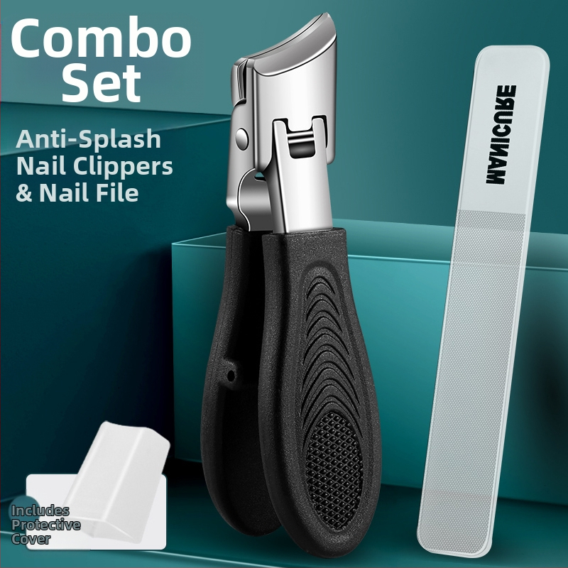 Kliešte na nechty na nohy s veľkým otvorom, proti striekaniu, šikmé čeľuste, plast + nerezová oceľ