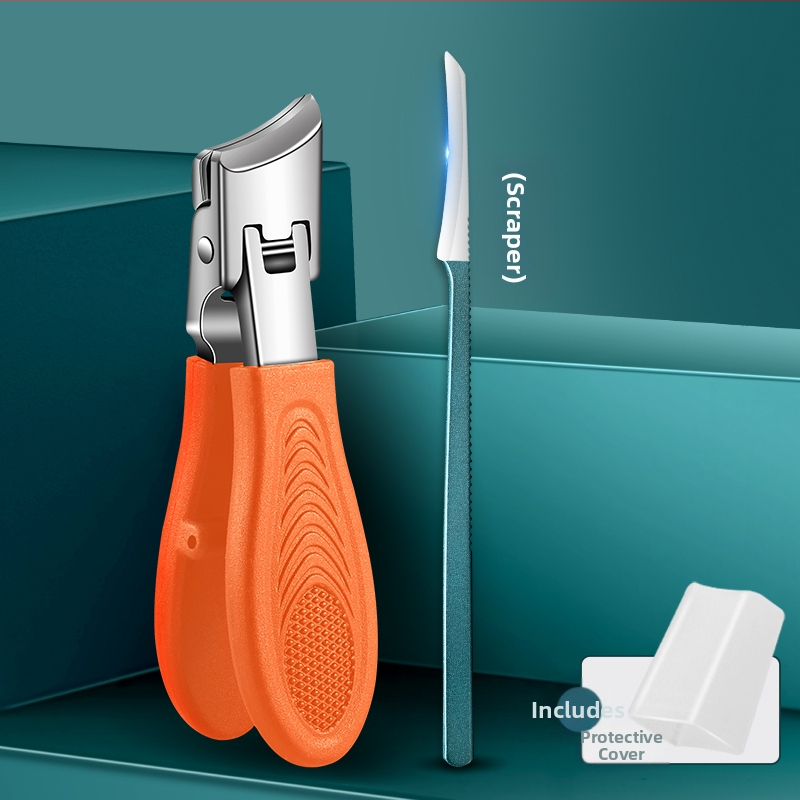 Kliešte na nechty na nohy s veľkým otvorom, proti striekaniu, šikmé čeľuste, plast + nerezová oceľ