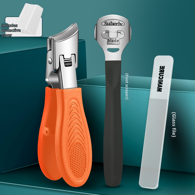 Kliešte na nechty na nohy s veľkým otvorom, proti striekaniu, šikmé čeľuste, plast + nerezová oceľ