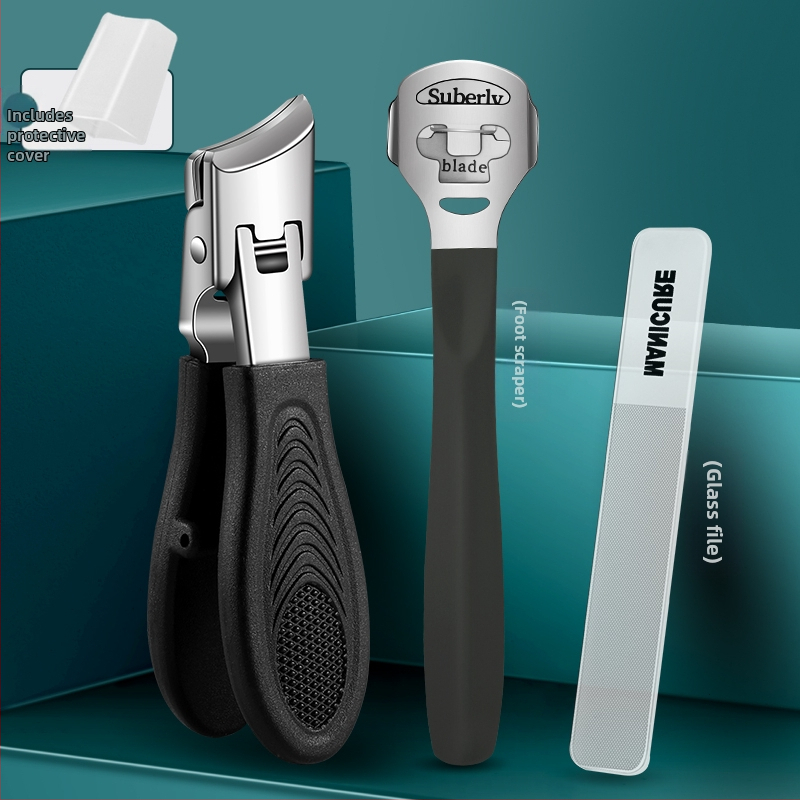 Kliešte na nechty na nohy s veľkým otvorom, proti striekaniu, šikmé čeľuste, plast + nerezová oceľ