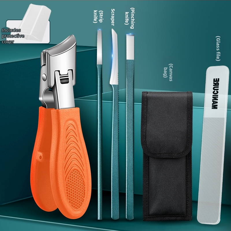 Kliešte na nechty na nohy s veľkým otvorom, proti striekaniu, šikmé čeľuste, plast + nerezová oceľ