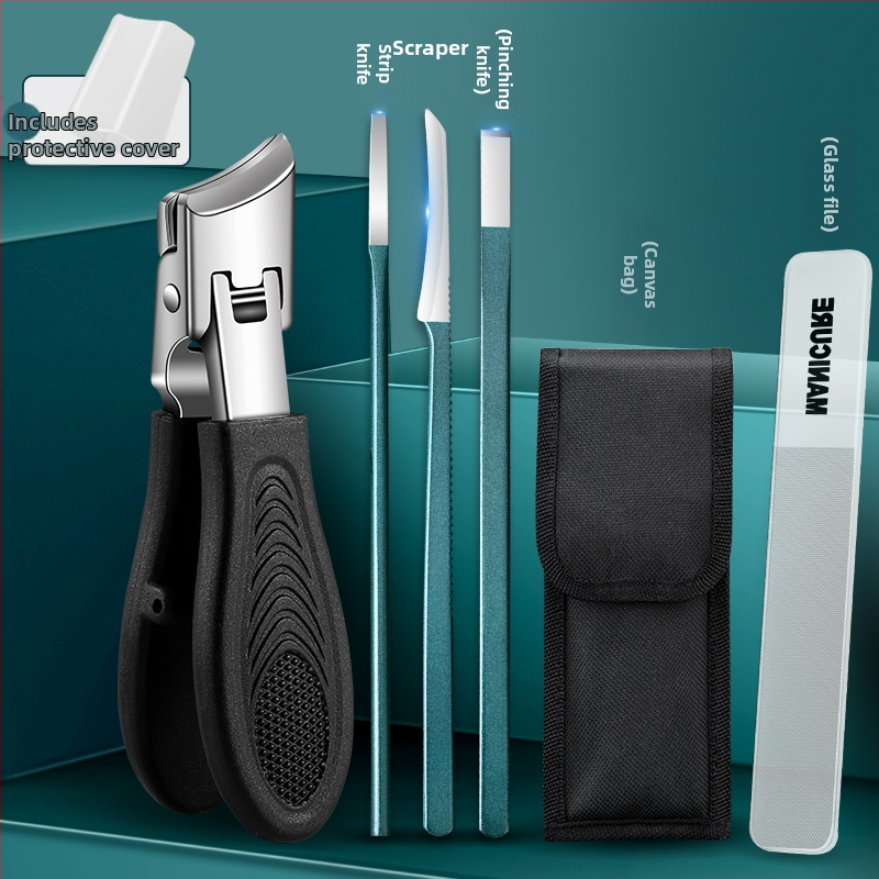 Kliešte na nechty na nohy s veľkým otvorom, proti striekaniu, šikmé čeľuste, plast + nerezová oceľ