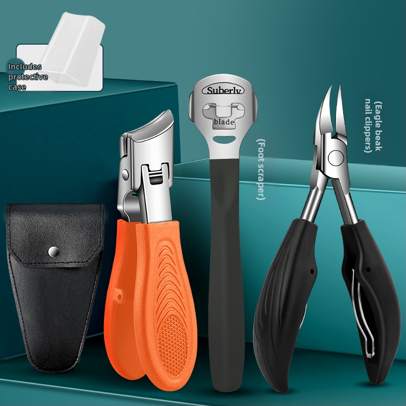 Kliešte na nechty na nohy s veľkým otvorom, proti striekaniu, šikmé čeľuste, plast + nerezová oceľ