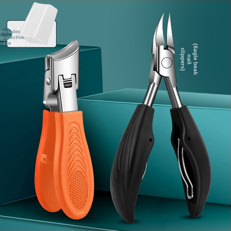 Kliešte na nechty na nohy s veľkým otvorom, proti striekaniu, šikmé čeľuste, plast + nerezová oceľ