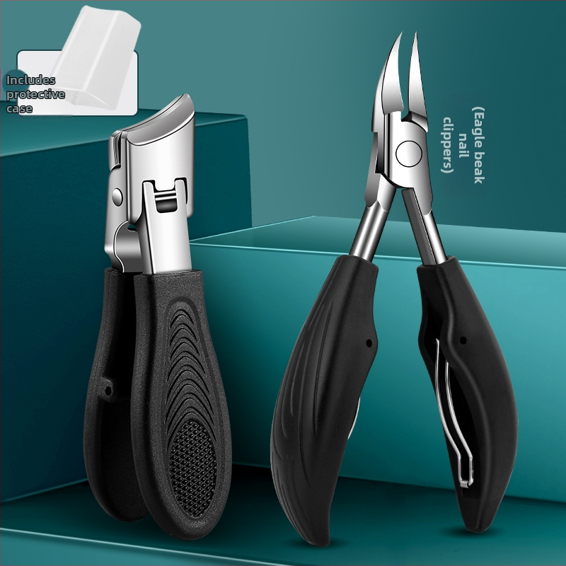 Kliešte na nechty na nohy s veľkým otvorom, proti striekaniu, šikmé čeľuste, plast + nerezová oceľ