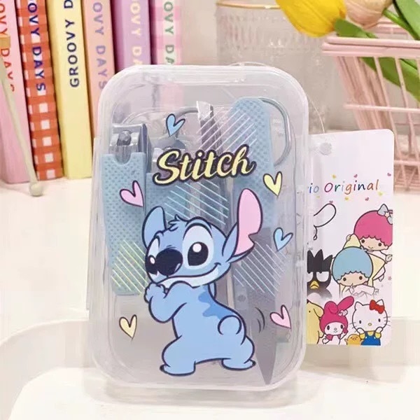 Set za njegu noktiju s otiskom slatkog psa, nehrđajući čelik i plast, silikonski protuklizni držač, sedmeročlani prijenosni set