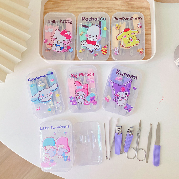 Nagu kirpimo rinkinys su mielu šuns atspaudu, nerūdijantis plienas ir plastikas, silikoninis neslidus laikiklis, septynedalis komplektas, nešiojamas