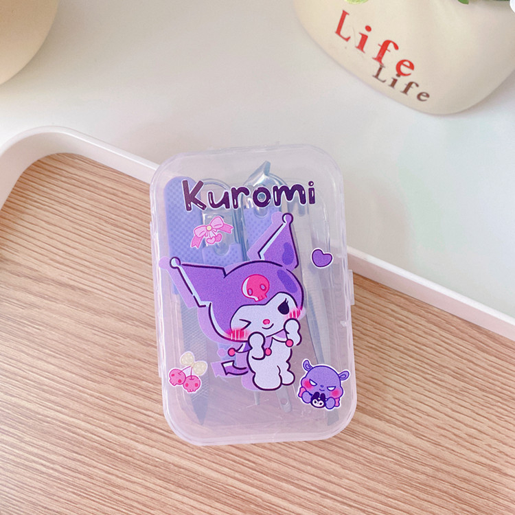 Set za njegu noktiju s otiskom slatkog psa, nehrđajući čelik i plast, silikonski protuklizni držač, sedmeročlani prijenosni set