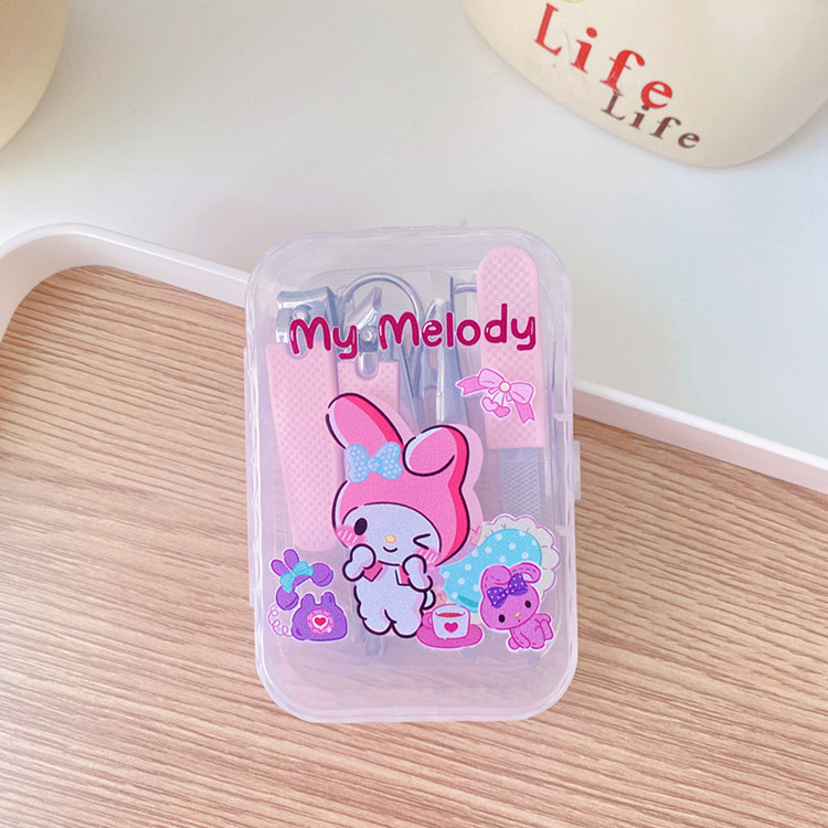 Set za njegu noktiju s otiskom slatkog psa, nehrđajući čelik i plast, silikonski protuklizni držač, sedmeročlani prijenosni set