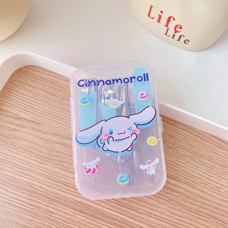 Set za njegu noktiju s otiskom slatkog psa, nehrđajući čelik i plast, silikonski protuklizni držač, sedmeročlani prijenosni set