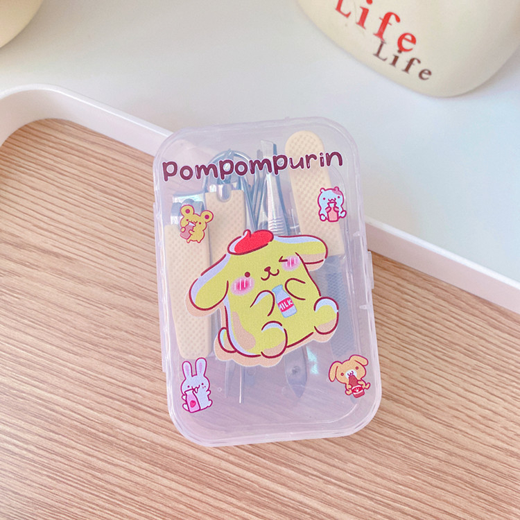 Set za njegu noktiju s otiskom slatkog psa, nehrđajući čelik i plast, silikonski protuklizni držač, sedmeročlani prijenosni set