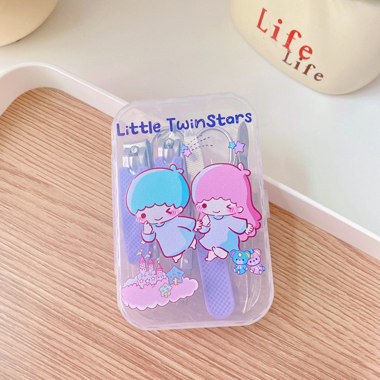 Set za njegu noktiju s otiskom slatkog psa, nehrđajući čelik i plast, silikonski protuklizni držač, sedmeročlani prijenosni set