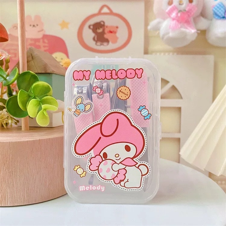 Set za njegu noktiju s otiskom slatkog psa, nehrđajući čelik i plast, silikonski protuklizni držač, sedmeročlani prijenosni set