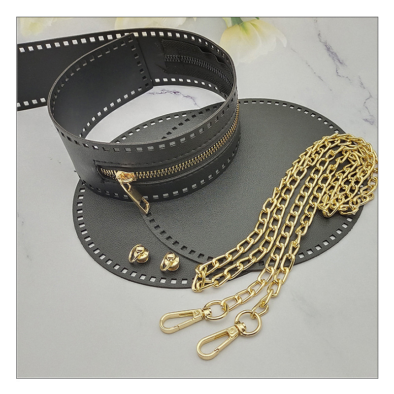 Geantă croșetată manual din PU, cu inserții rotunde din plasă și discuri PU perforate, respirabilă, impermeabilă, ultraușoară