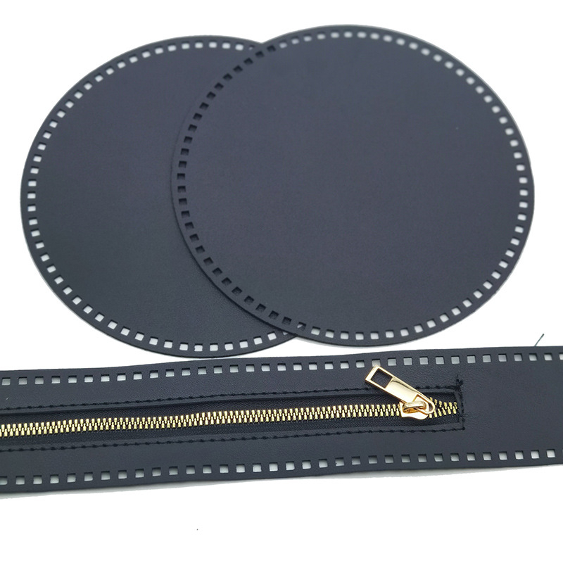 Geantă croșetată manual din PU, cu inserții rotunde din plasă și discuri PU perforate, respirabilă, impermeabilă, ultraușoară