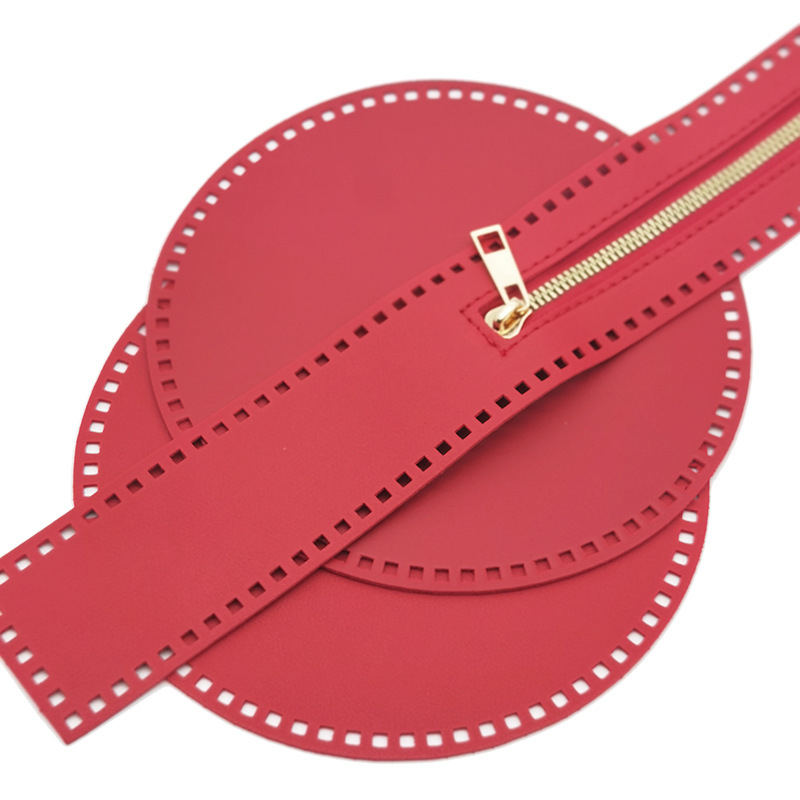 Geantă croșetată manual din PU, cu inserții rotunde din plasă și discuri PU perforate, respirabilă, impermeabilă, ultraușoară