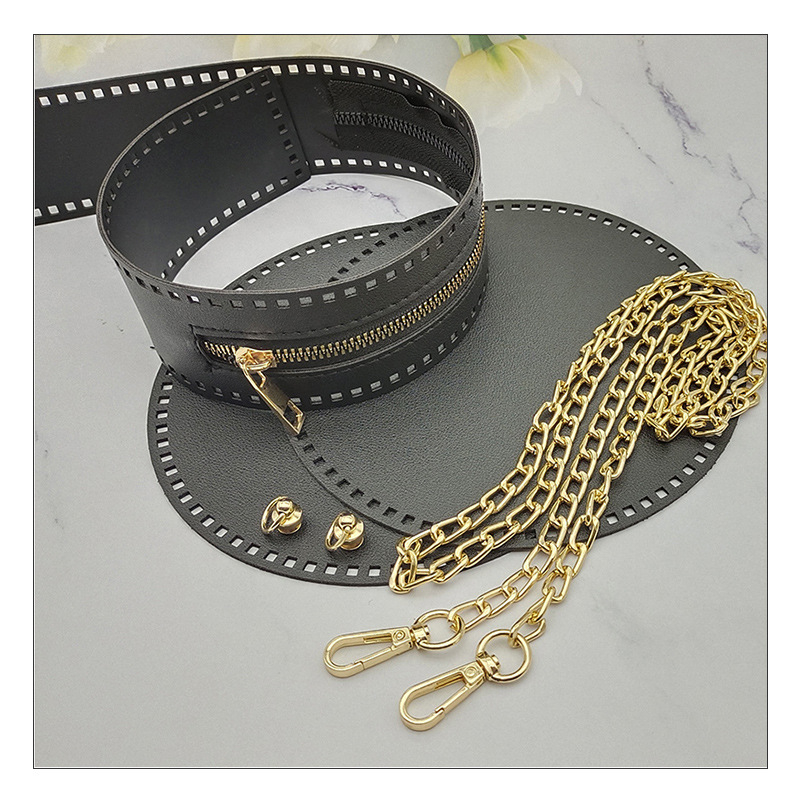 Geantă croșetată manual din PU, cu inserții rotunde din plasă și discuri PU perforate, respirabilă, impermeabilă, ultraușoară