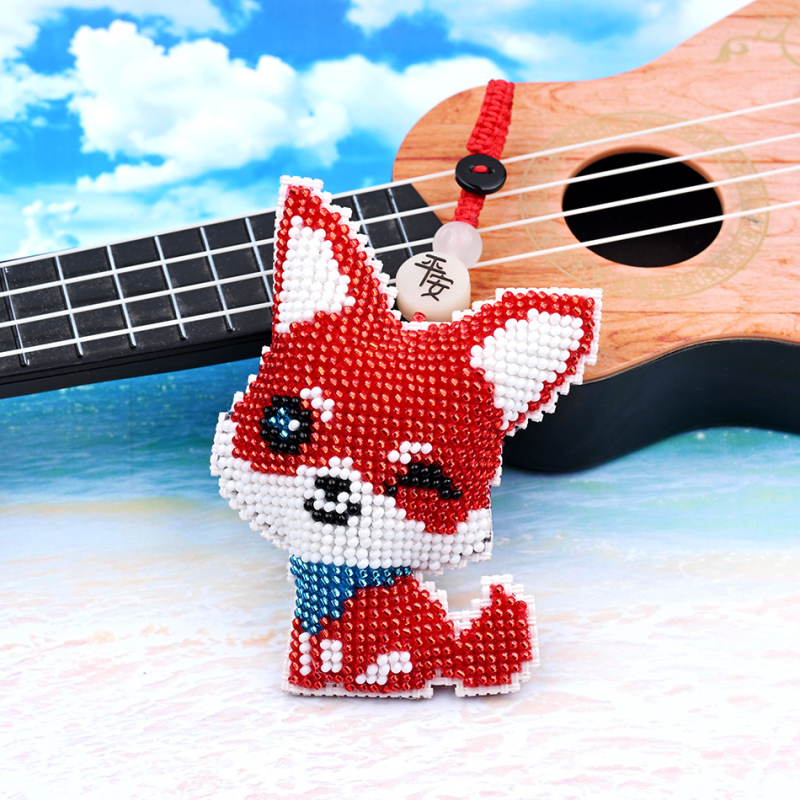 Võtmehoidja karikatürimotiiviga, 14CT ristõmbluse komplekt, plastplaad, kahepoolsed tikandid