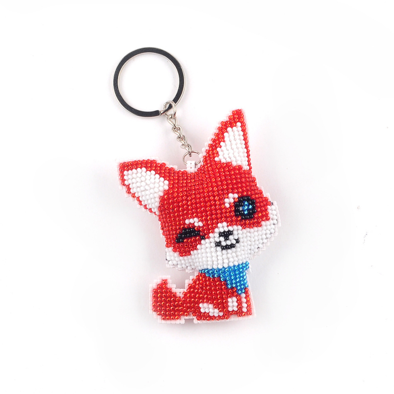 Võtmehoidja karikatürimotiiviga, 14CT ristõmbluse komplekt, plastplaad, kahepoolsed tikandid