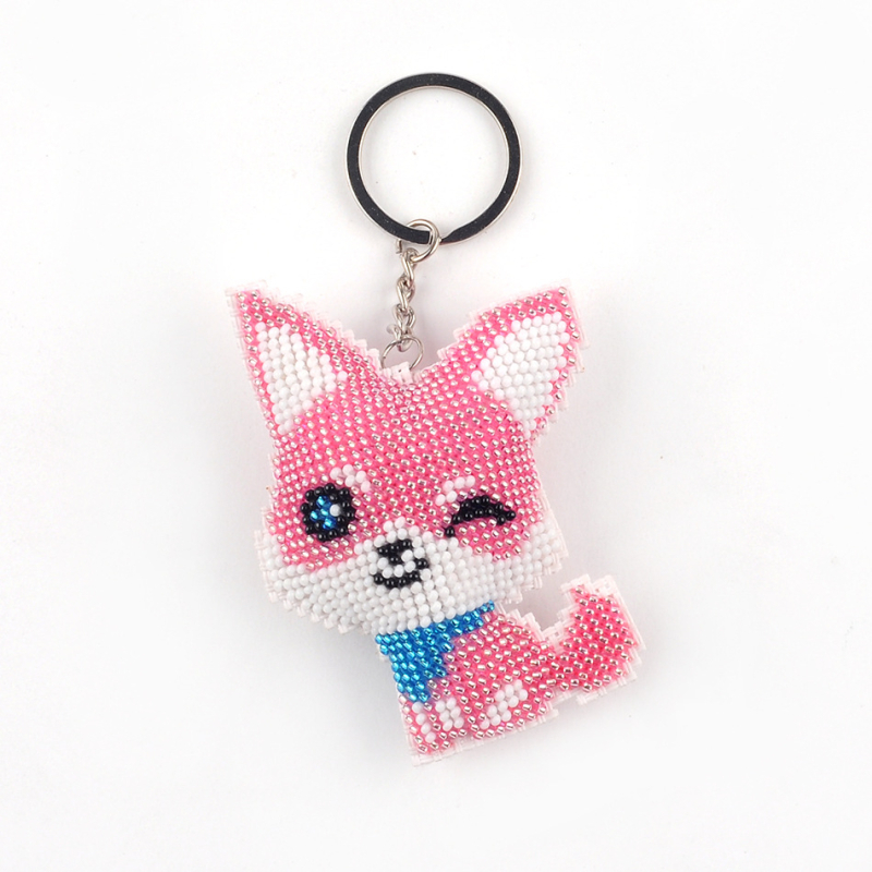 Võtmehoidja karikatürimotiiviga, 14CT ristõmbluse komplekt, plastplaad, kahepoolsed tikandid