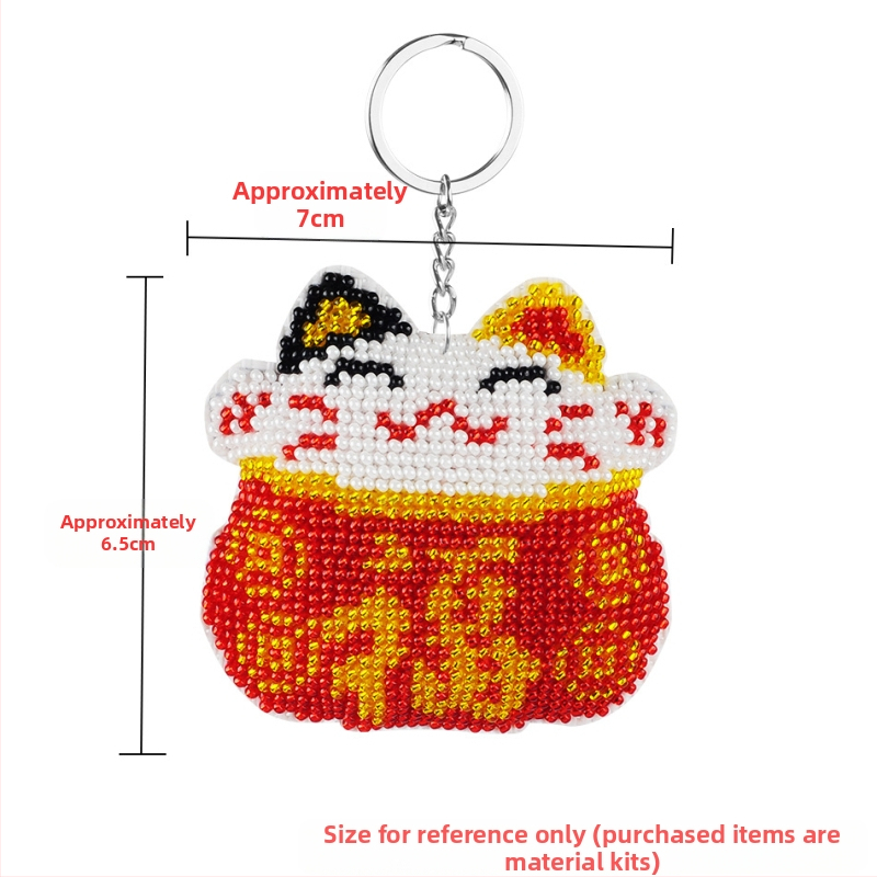 Võtmehoidja karikatürimotiiviga, 14CT ristõmbluse komplekt, plastplaad, kahepoolsed tikandid